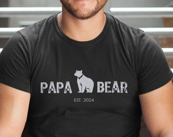 Custom Est. Papa Bear Shirt Father's Day, Birthday Gift For Dad, Husband, New Father