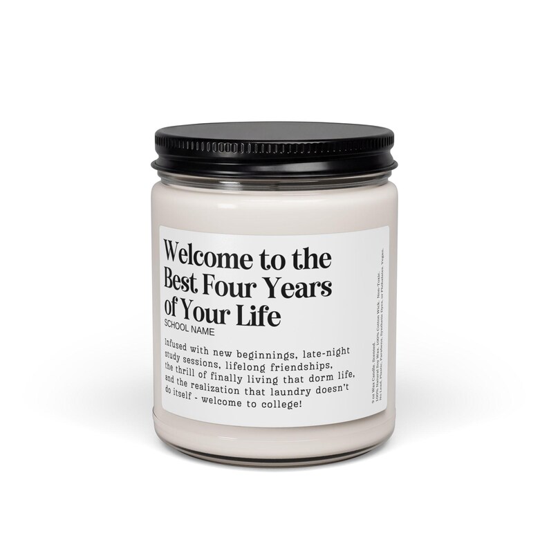 Customizable College Acceptance Gift Candle 9oz Clear Jar