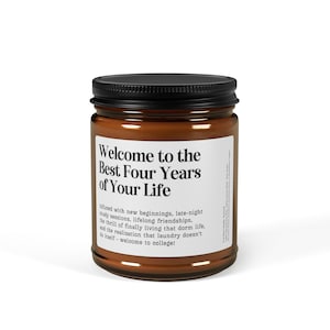 Customizable College Acceptance Gift Candle 9oz Amber Jar