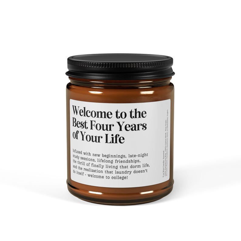 Customizable College Acceptance Gift Candle 9oz Amber Jar