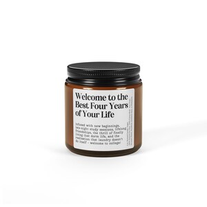 Customizable College Acceptance Gift Candle 4oz Amber Jar