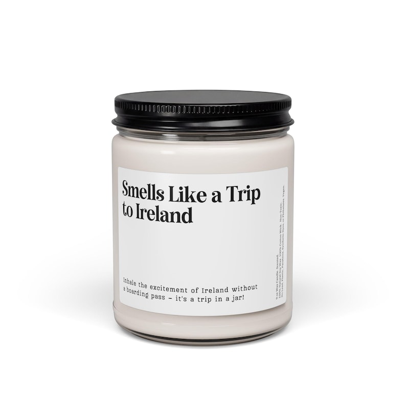 Customizable Trip Reveal "Smells Like a Trip to Ireland" Gift Candle Clear Jar 9oz