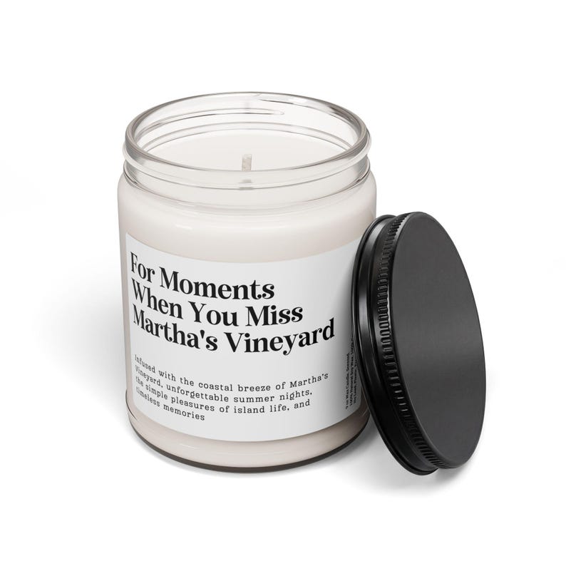 Customized Martha's Vineyard FareCustomizable "For Moments When You Miss Martha's Vineyard" Farewell Gift Candle 9oz Clear Jar