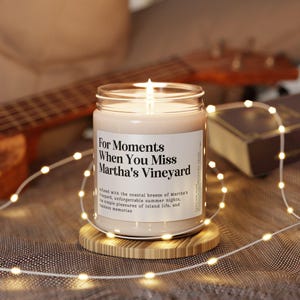 Customized Martha's Vineyard FareCustomizable "For Moments When You Miss Martha's Vineyard" Farewell Gift Candle 9oz Clear Jar