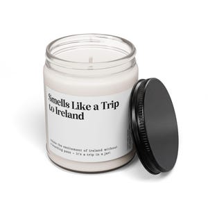 Customizable Trip Reveal "Smells Like a Trip to Ireland" Gift Candle Clear Jar 9oz