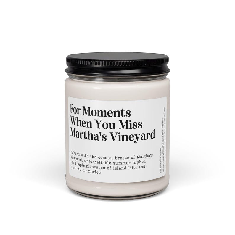 Customized Martha's Vineyard FareCustomizable "For Moments When You Miss Martha's Vineyard" Farewell Gift Candle 9oz Clear Jar