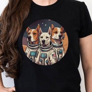 Dog Astronaut Graphic Tee, Crewneck Space Dog Tshirt, Astronaut Lover Gift Shirt, Galaxy Pet Shirt