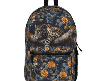 Floral Leopard Print Backpack – Stylish School Travel Bag