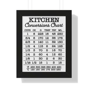 Kitchen Conversion Chart Framed Poster - Home Decor, Gift for Chefs, Cooking Guide, Wall Art, Kitchen Organization