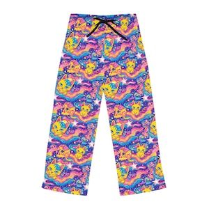 Groovy Trippy Cat Women&#39;s Pajama Pants, Psychedelic Sleepwear, Cat Lover Gift, Colorful Lounge Bottoms, Unique Nightwear