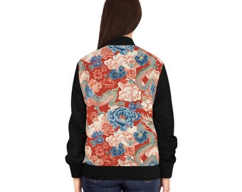 Floral Print Bomber Jacket: Lightweight Women's Fashion Coat