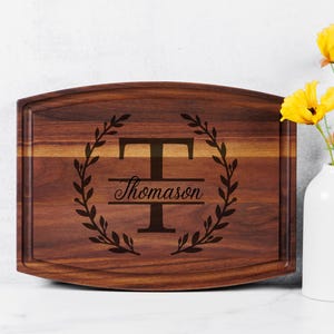Custom Family Monogram Cutting Board, Wedding Gift, Gift for Couples, Housewarming, Custom Charcuterie, Anniversary Gift, Monogram Kitchen