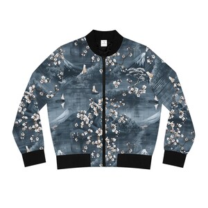 Floral Bomber Jacket, Lightweight Polyester Outerwear
