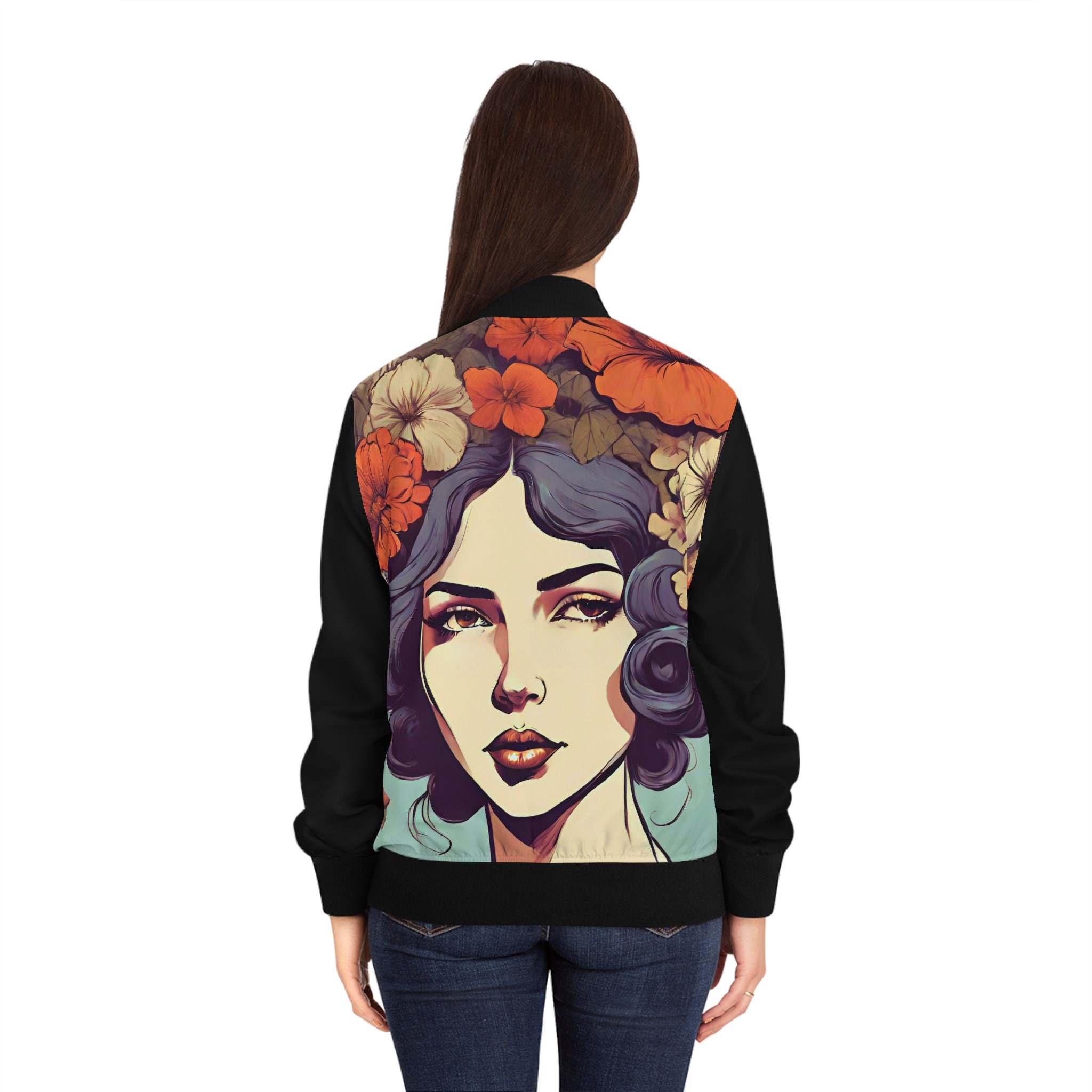 Women's Vintage Floral Bomber Jacket, Women's Spring Fashion Outerwear, Floral Print Jacket Etsy