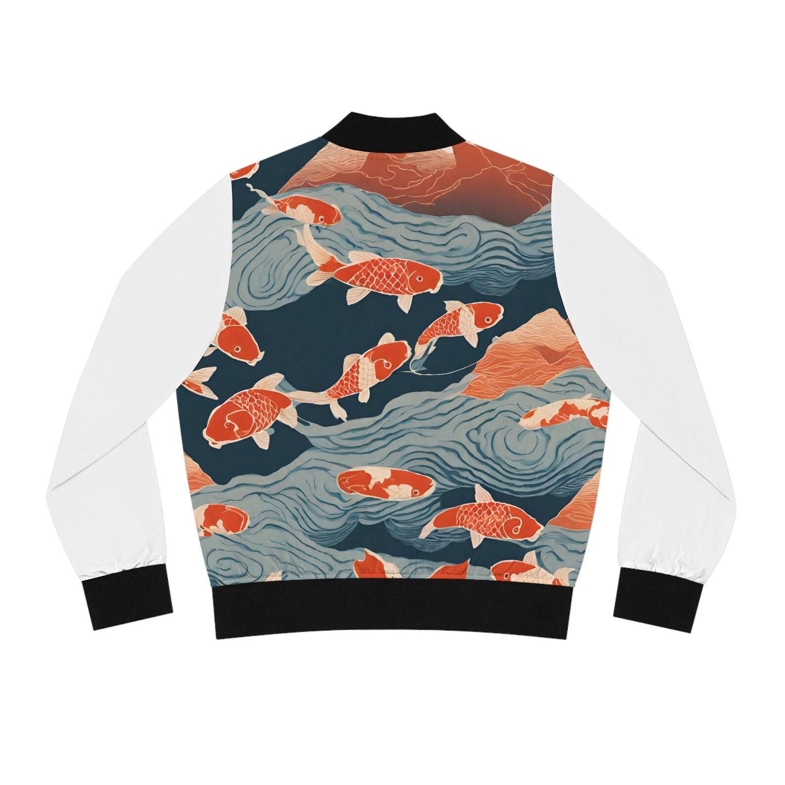 Pattern Print Koi Fish Men's Bomber Jacket