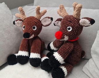 Crochet pattern plush reindeer Christmas - (Amigurumi PDF pattern).