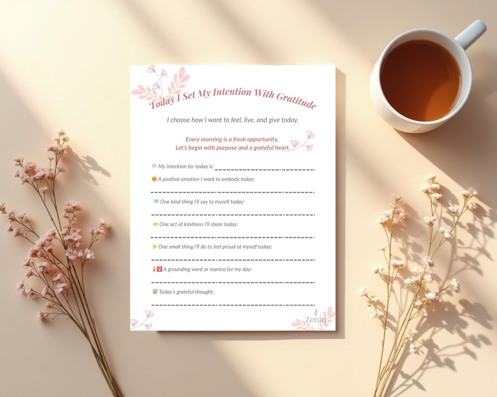 Gratitude Morning Journal: Daily Self-reflection Worksheet (PDF ...