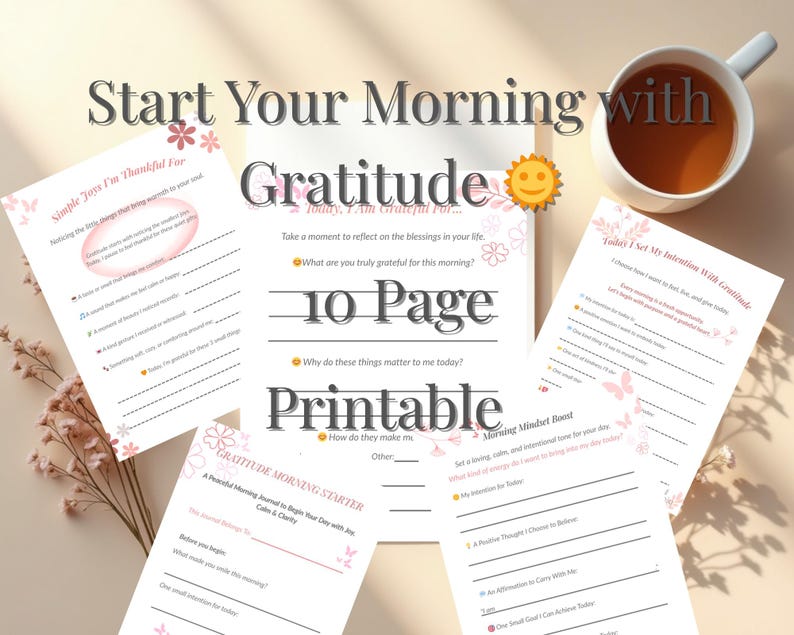 Gratitude Morning Journal: Daily Self-reflection Worksheet (PDF ...