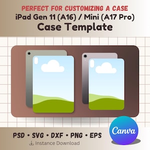 Plantilla de funda para iPad de 11.ª generación (A16) / Mini (A17 Pro) (svg, dxf, png, psd) (arrastrar y soltar)