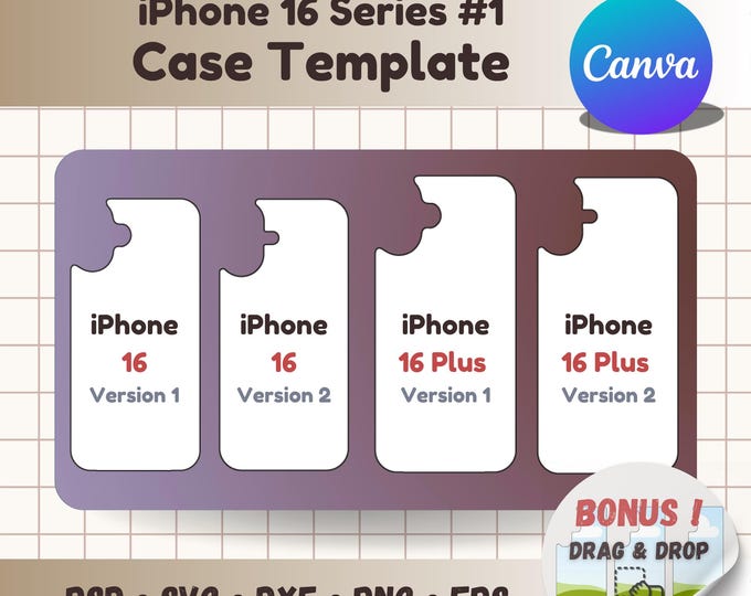 IPhone 16 Series #1 Case Template, Phone Case Template, SVG, Dxf, PNG