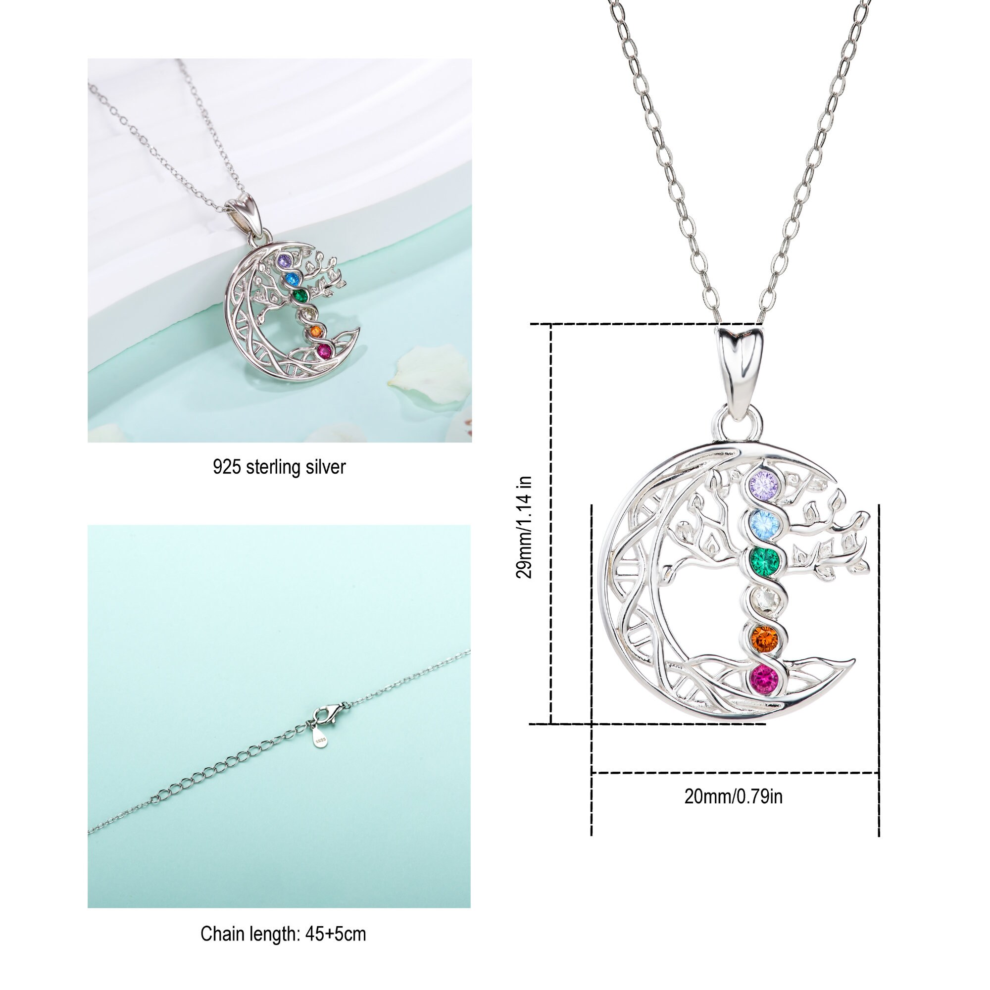 FANCIME Tree of Life - Collana con albero della vita, con pietra