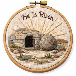 Ostern Hand Stickmuster PDF SVG | Christliches leeres Grab-Ostern-Design