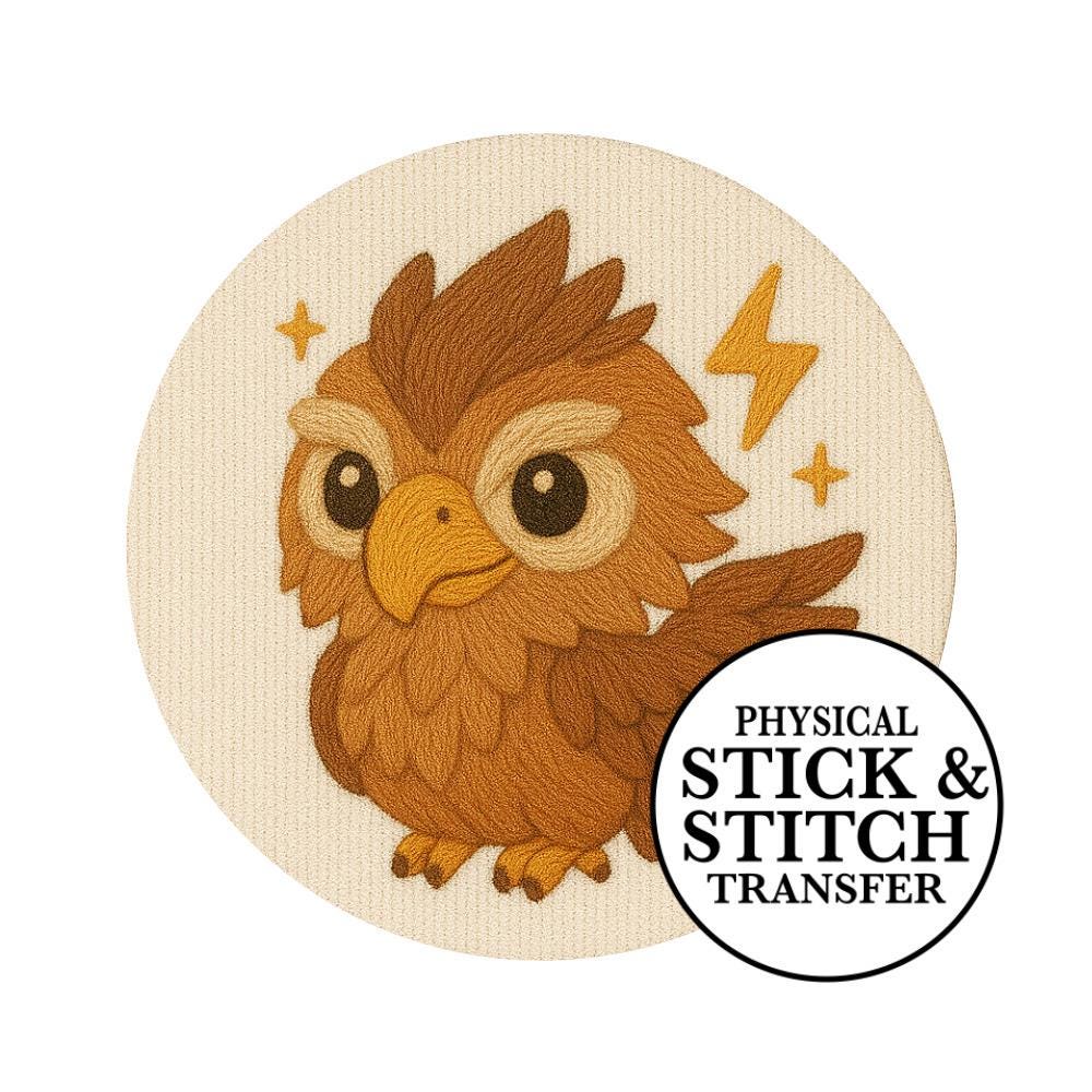 Cute Thunder Bird Owl Stick & Stitch Transfer for Kids Room and Crafts
