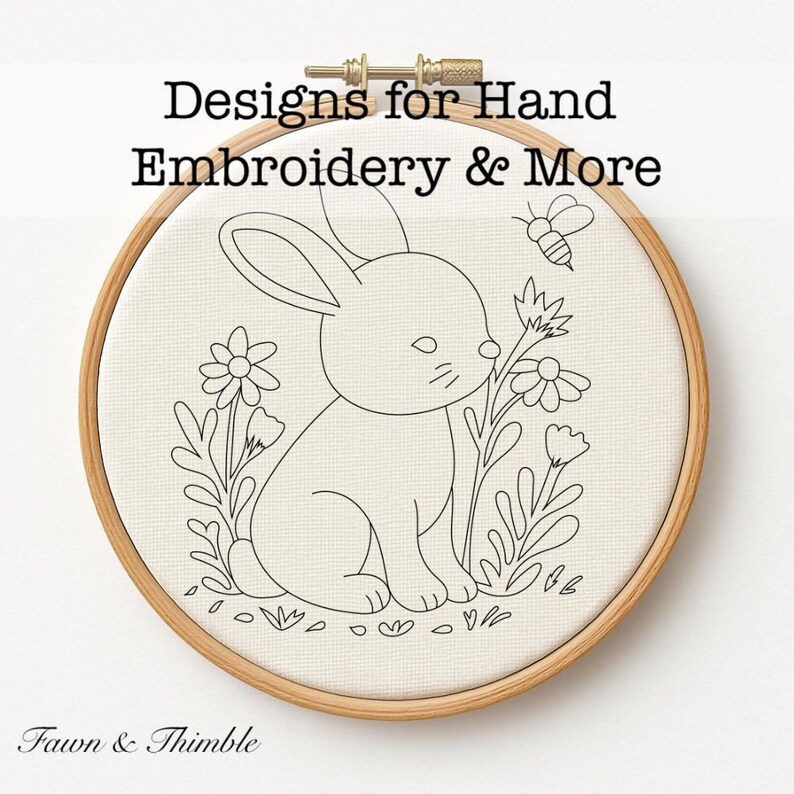 Baby Bunny Hand Embroidery Pattern | Woodland Rabbit PDF Embroidery ...