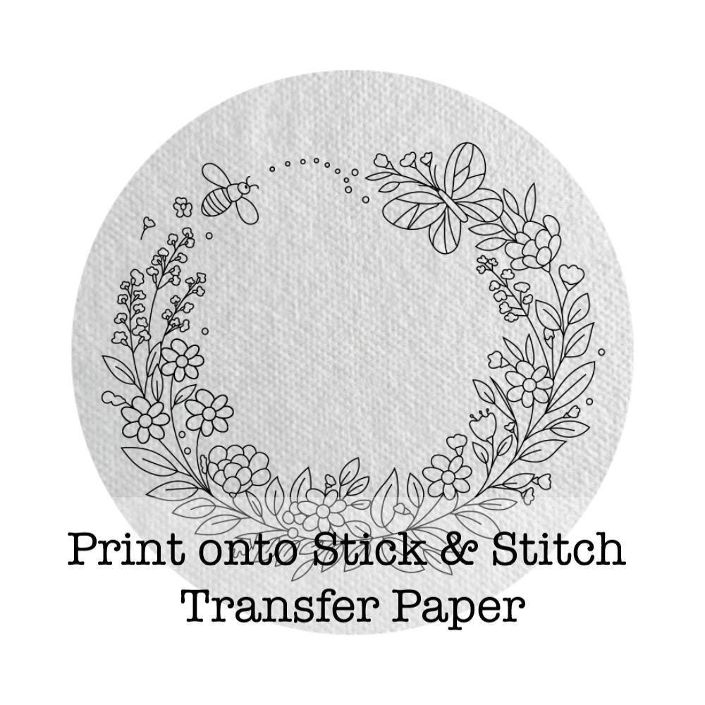 Floral Wreath Hand Embroidery Pattern | Botanical With Butterfly Frame ...