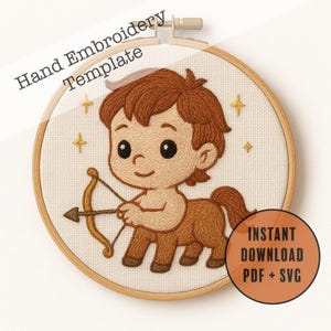 Baby Centaur Embroidery Pattern | Mythical Archer Nursery and Kids Room Decor (PDF & SVG)