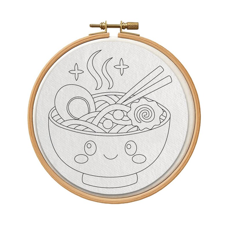 Cute Ramen Pattern Ramen Hand Embroidery Pattern | Kawaii Noodle Bowl Stick and Stitch ...