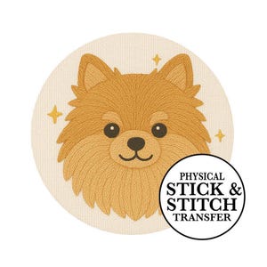 Puppy Embroidery Transfer Sheets - Pomeranian Dog Portrait Transfers - Water-Soluble Paper, Stick & Stitch Craft, Multi-Pack