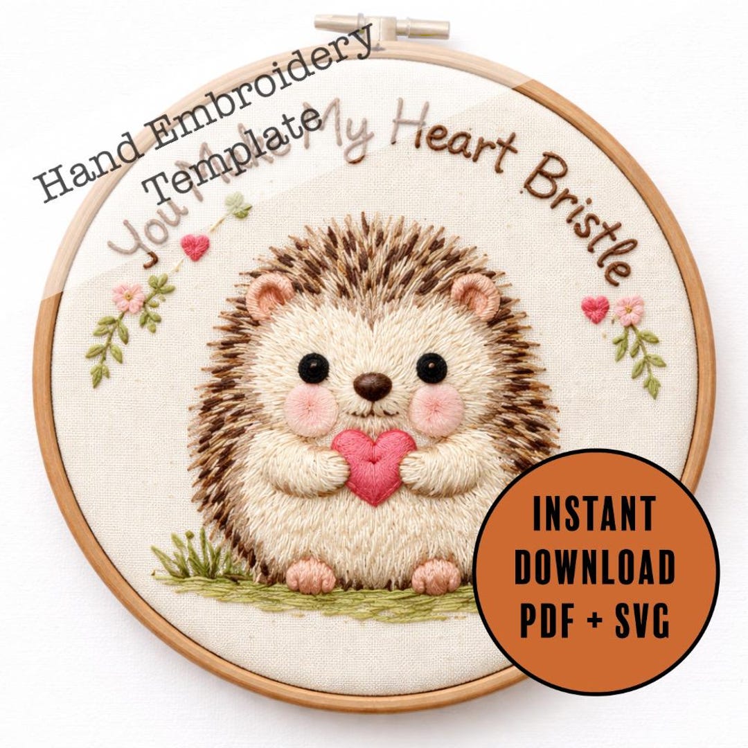 Motif de broderie main hérisson PDF SVG | Vous faites hérisser mon ...