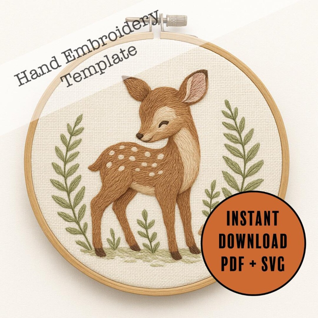 Baby Deer Hand Embroidery Pattern | Woodland Fawn Nursery PDF ...