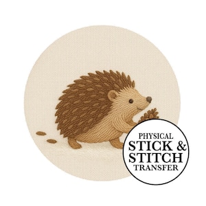 Stick And Stitch Transfer: Woodland Hedgehog Design - Water Soluble Stabilizer, Forest Animal Motif, Pre-Printed Sheets