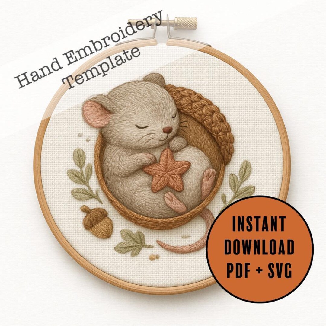 Mouse Embroidery Pattern - Woodland Animal Nursery Design - PDF SVG ...