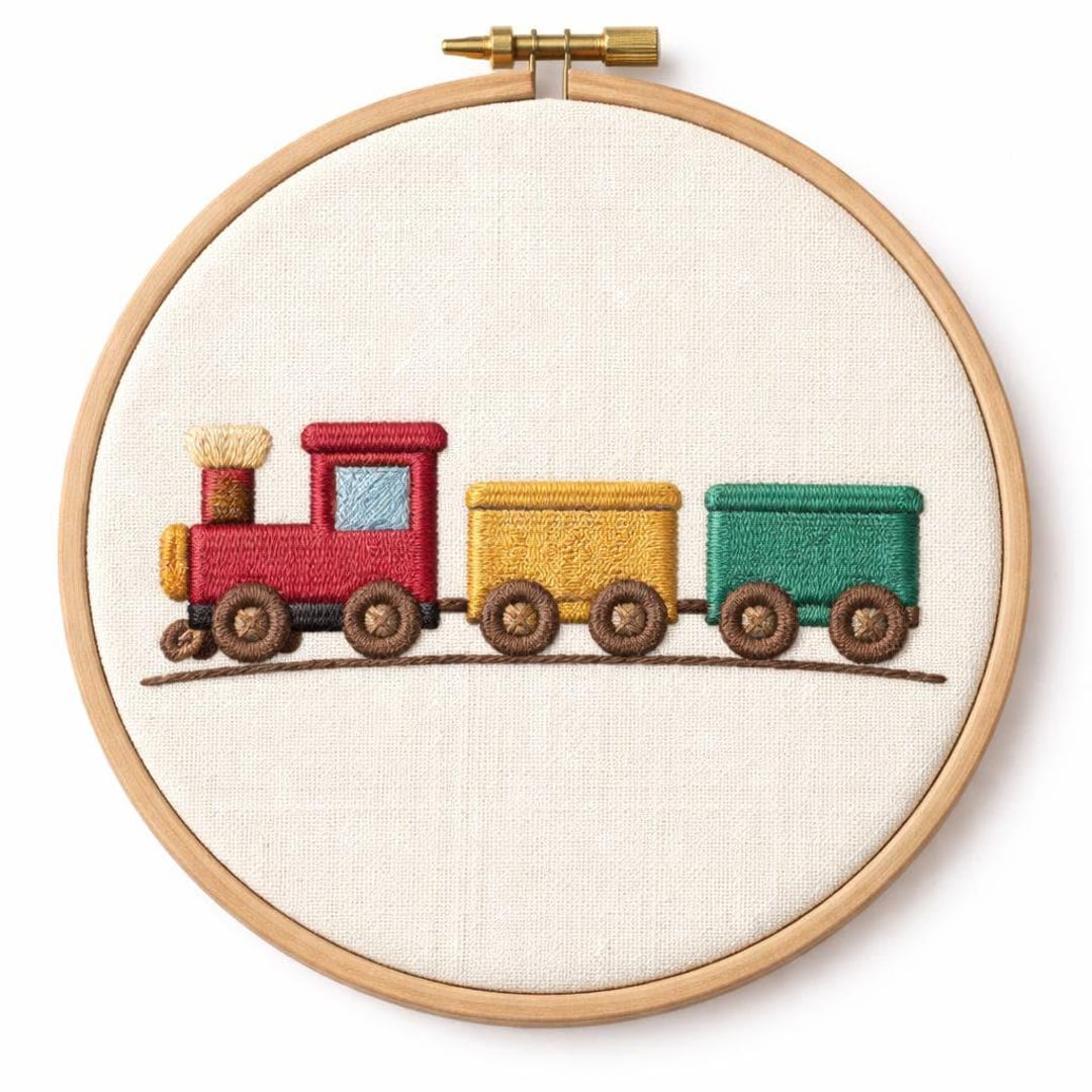 Colorblocked Toy Color Block Toy Train Hand Embroidery Pattern PDF SVG | Nursery Train ...