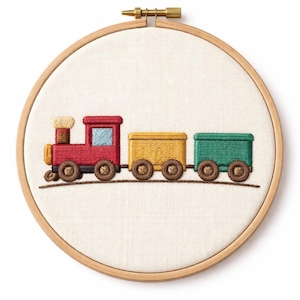 Farbblock Spielzeug Zug Handstickerei Muster PDF SVG | Kinderzimmer Zug Design