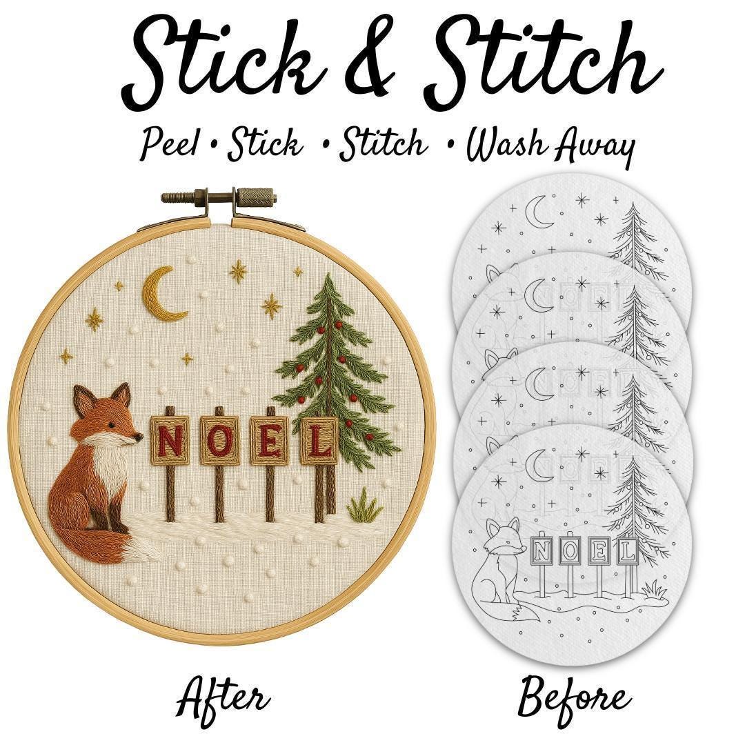 Christmas Woodland Animals Embroidery Pattern - Fox and Bunny Design - Etsy