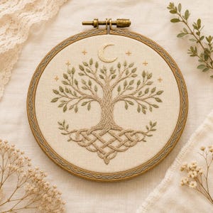 Celtic Tree Hand Embroidery Pattern | Stick and Stitch Transfer Design