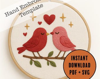 手刺繍パターン 718 恋する鳥 フードナウ パーク スパーク 誓い 求愛