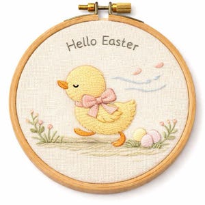 Schema per ricamo a mano di un anatroccolo in formato PDF SVG / Ciao Pasqua, disegno di Pasqua per un anatroccolo