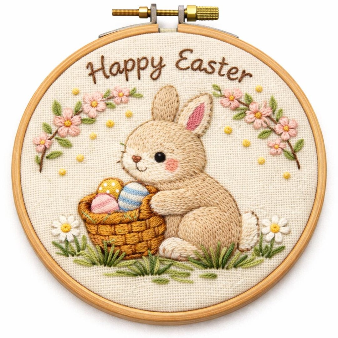 Easter Bunny Hand Embroidery Pattern PDF SVG | Happy Easter Basket ...