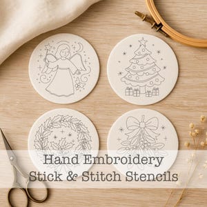 Christmas Embroidery Stencils - Wash-Away Peel and Stick Set