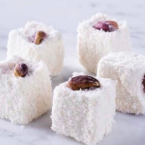Traditional Turkish Delight With Coconut - Sultan Pistachio Delight - Best Turkish Dessert - Sweet Delight - Gift for Coffe & Tea lovers