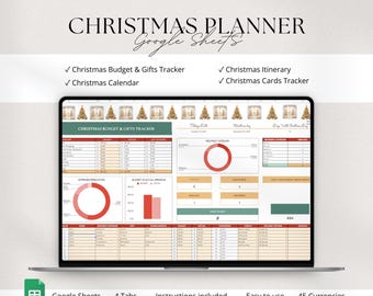 Christmas Planner Spreadsheet Template | Christmas Gifts Tracker Google Sheets | Christmas Budget Spreadsheet | Christmas planner |  Digital