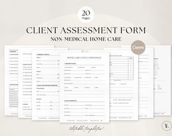 Home Care Client Assessment Form | Client Intake Form | Caregiver | Editable and Printable Template
