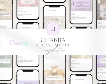 Chakra Healing Instagram Posts, Reiki posts, Reiki templates, Reiki business, Spiritual, Chakra Holistic, Crystal Healing, Editable Canva