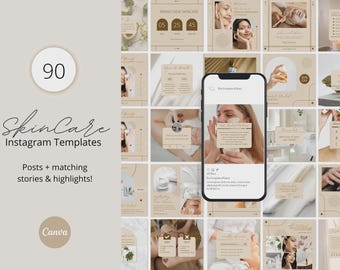 Skincare Instagram Templates | Esthetician Instagram Template | Skincare posts | esthetician Instagram highlights | beauty business | salon.