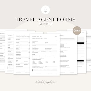 Travel Agent Forms | Travel Agent Business Forms Bundle | Travel Agency Inquiry/Booking Form | CANVA